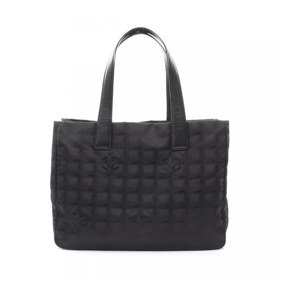 CHANEL New Travel Line MM Tote Bag A15991 leather Nylon canvas Black Used - Picture 1 of 9